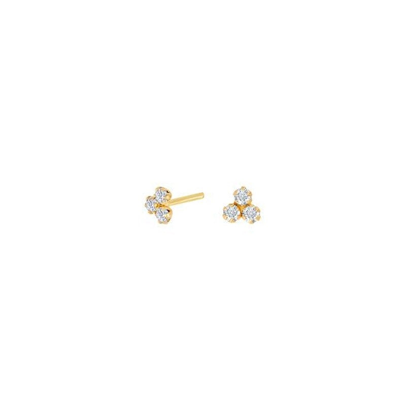 Siersbøl ørestikker i 8 kt guld med 3 klare kubiske zirkonia – klassisk og tidløst design.